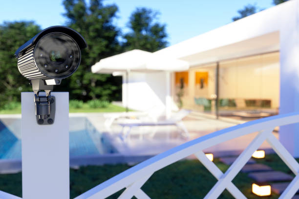 A discreet security camera watching over a contemporary home